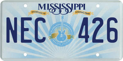 MS license plate NEC426