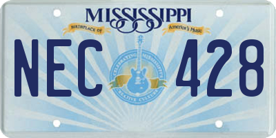 MS license plate NEC428
