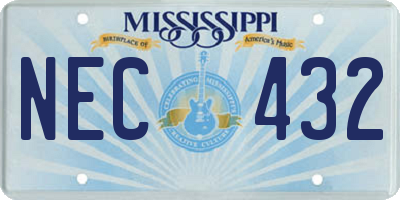 MS license plate NEC432