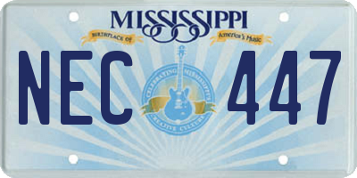 MS license plate NEC447