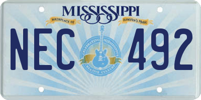 MS license plate NEC492