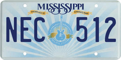 MS license plate NEC512