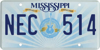 MS license plate NEC514