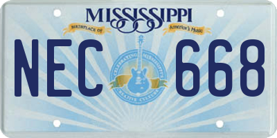 MS license plate NEC668