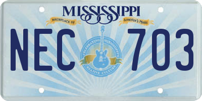 MS license plate NEC703