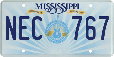 MS license plate NEC767