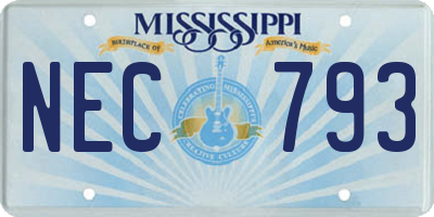 MS license plate NEC793