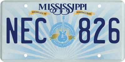 MS license plate NEC826
