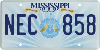 MS license plate NEC858