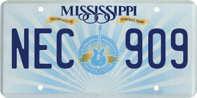 MS license plate NEC909