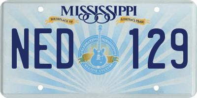 MS license plate NED129