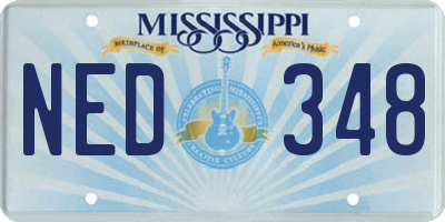 MS license plate NED348