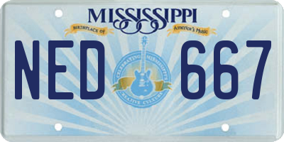 MS license plate NED667