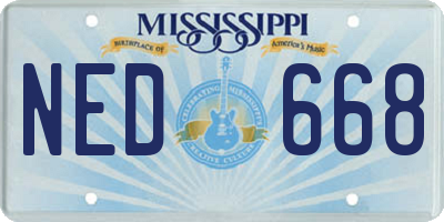 MS license plate NED668