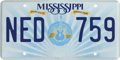 MS license plate NED759