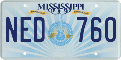 MS license plate NED760