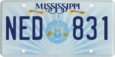 MS license plate NED831