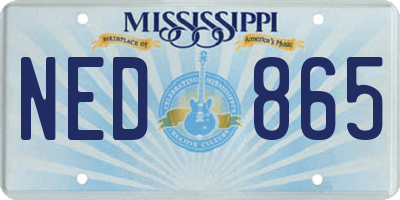 MS license plate NED865