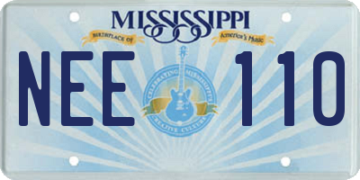 MS license plate NEE110