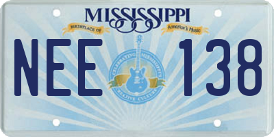 MS license plate NEE138