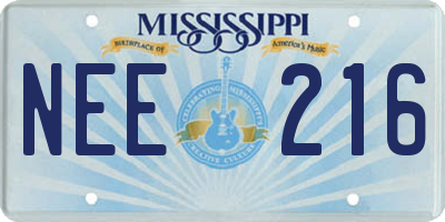 MS license plate NEE216