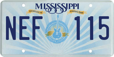 MS license plate NEF115