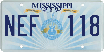 MS license plate NEF118