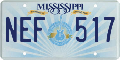 MS license plate NEF517