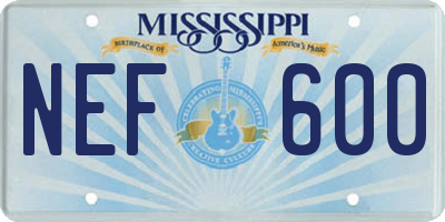 MS license plate NEF600