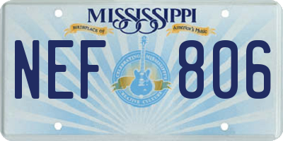 MS license plate NEF806