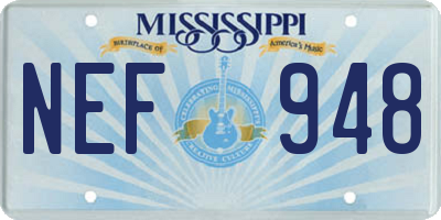 MS license plate NEF948