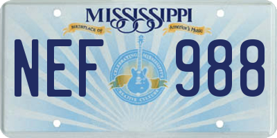 MS license plate NEF988