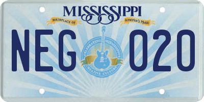 MS license plate NEG020