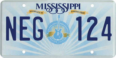 MS license plate NEG124