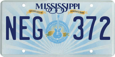 MS license plate NEG372