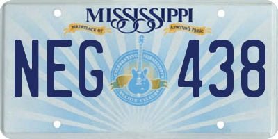 MS license plate NEG438