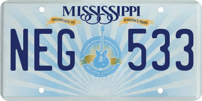 MS license plate NEG533