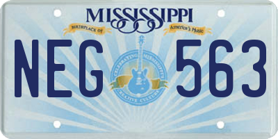 MS license plate NEG563