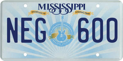 MS license plate NEG600
