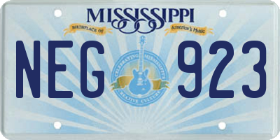 MS license plate NEG923