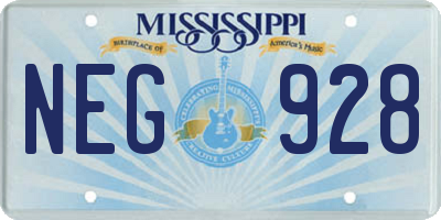MS license plate NEG928