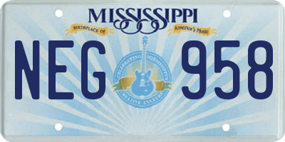 MS license plate NEG958