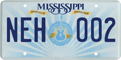MS license plate NEH002