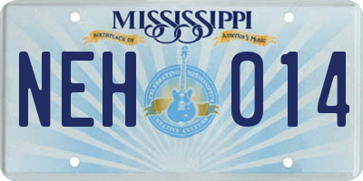 MS license plate NEH014