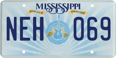 MS license plate NEH069