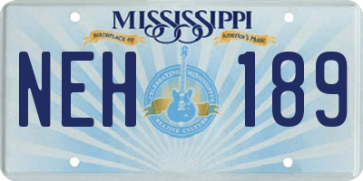 MS license plate NEH189