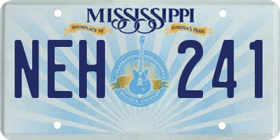 MS license plate NEH241
