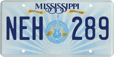 MS license plate NEH289