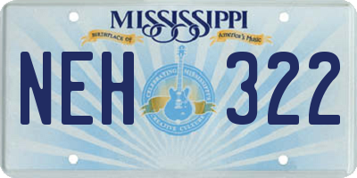 MS license plate NEH322