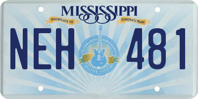 MS license plate NEH481